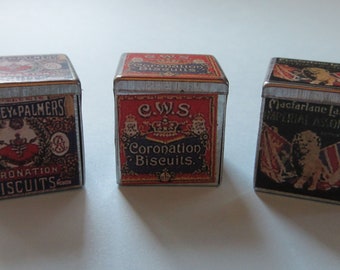 1/12th Scale Dolls' House Miniature - Set of 3 Metal Biscuit Tins (D1170)