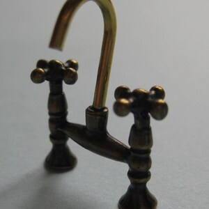 Dollhouse Modern Brass Mixer Tap Faucet - 1:12 Scale Miniature Kitchen Accessory, Approx. 24mm Height - View #5