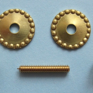 1/12th Scale Dolls&#39; House Brass Door Knob and Beaded Back Plate - 1 set (DIY607)