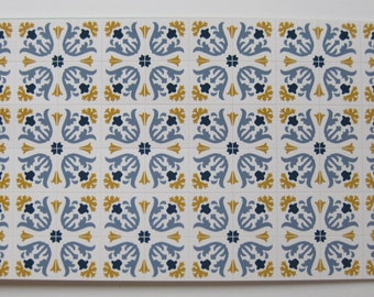 1/12th Scale Dolls' House Scored Plastic Tile Sheet - Blue Tulips Pattern (DIY362)