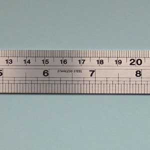 6 Inch Precision Stainless Steel Ruler .5mm Marks and .64th Inch