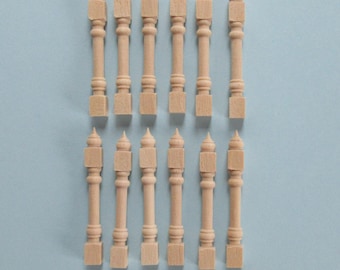 Miniatury domków dla lalek w skali 1/12 - drewniane słupki - opakowanie 12 sztuk (DIY95613)