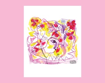 picking flowers, Giclée Print, gesigneerd, several sizes available