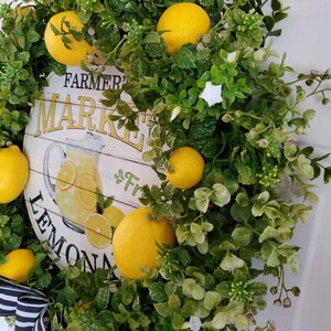 Lemons and Greenery Wreath with lemonade sign for front door, Spring Wreath, Summer Wreath, Everyday Wreath image 2