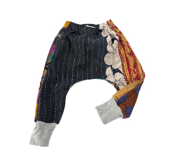 Kids Kantha Quilt Upcycled Cuffed Harems Made from an Upcycled Kantha Quilt Eco-Friendly Harem Pants for Kids! 2T Patchwork