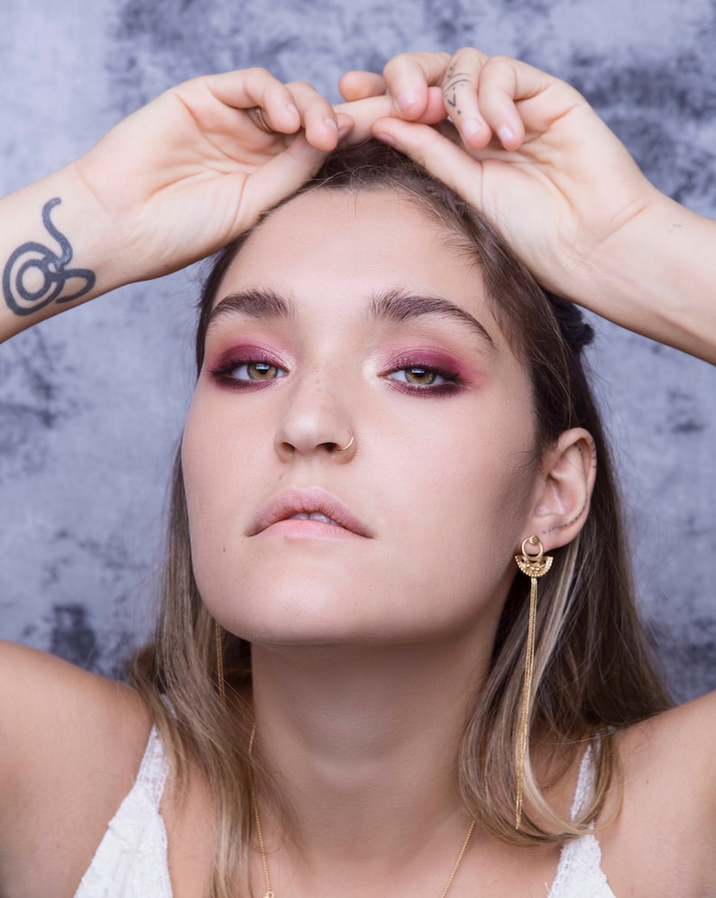 Gold Boho Ear Jackets Long Tassel Bridal Earrings With Ethnic Etsy