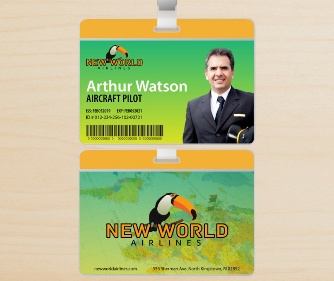 Custom Pilot ID Card Dual Sided Etsy