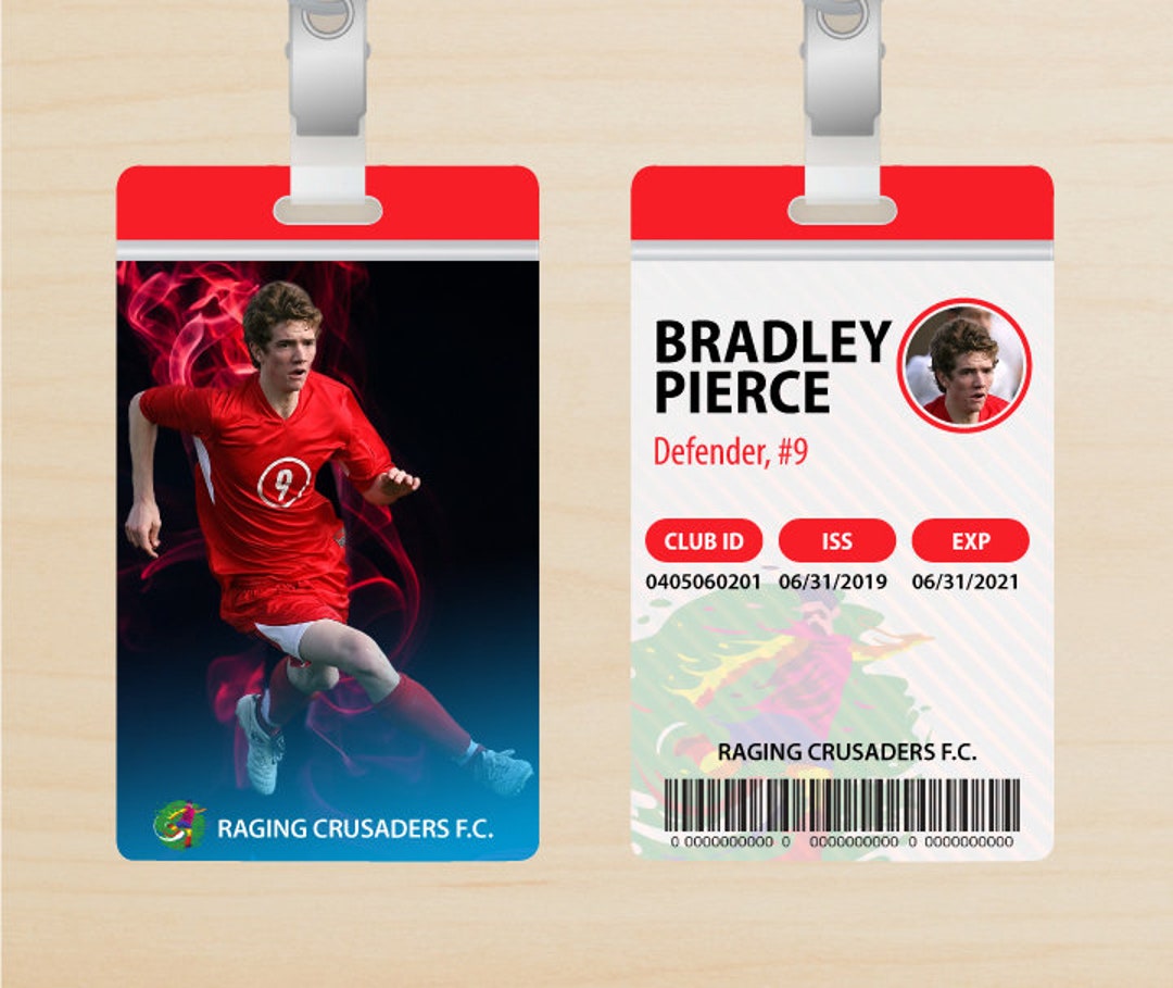 Custom Soccer ID Card Dual Sided Etsy