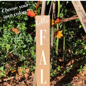 Hello fall sign. Rustic Fall decor. Fall decorations. Fall sign Autumn decor Vertical fall sign Signs for fall. Fall wall art 4&#39;x9.25&quot;