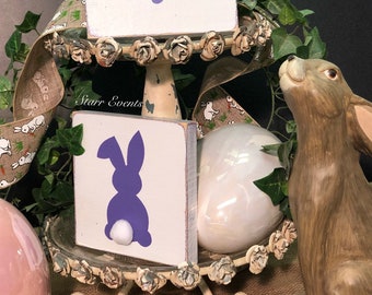 Easter decorations. Rustic Easter decor  Set of 2 Rustic Easter Signs Small signs for tray decor Happy Easter sign Rustic Easter bunny decor