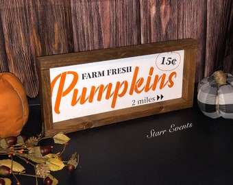 Fall signs. Fall Farm fresh pumpkins sign Fall decorations. Fall decor Farmhouse signs Framed Farmhouse wall decor Autunm signs Autumn decor