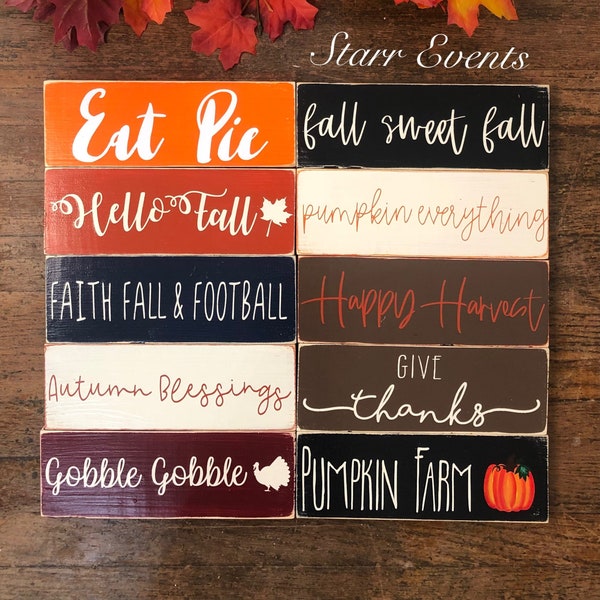 10" fall signs Rustic fall decoration Rustic fall decor Thanksgiving decor Thanksgiving signs Small wreath signs Give thanks sign