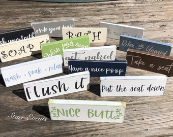 Small Farmhouse signs. 10&quot; Bathroom signs. Farmhouse bathroom decor. Restroom signs. Bathroom sayings. Funny Signs for the bathroom.