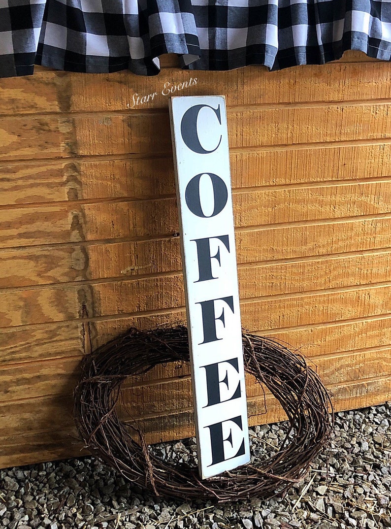 Vertical Coffee sign. Coffee decor. Kitchen signs Rustic Etsy Italia