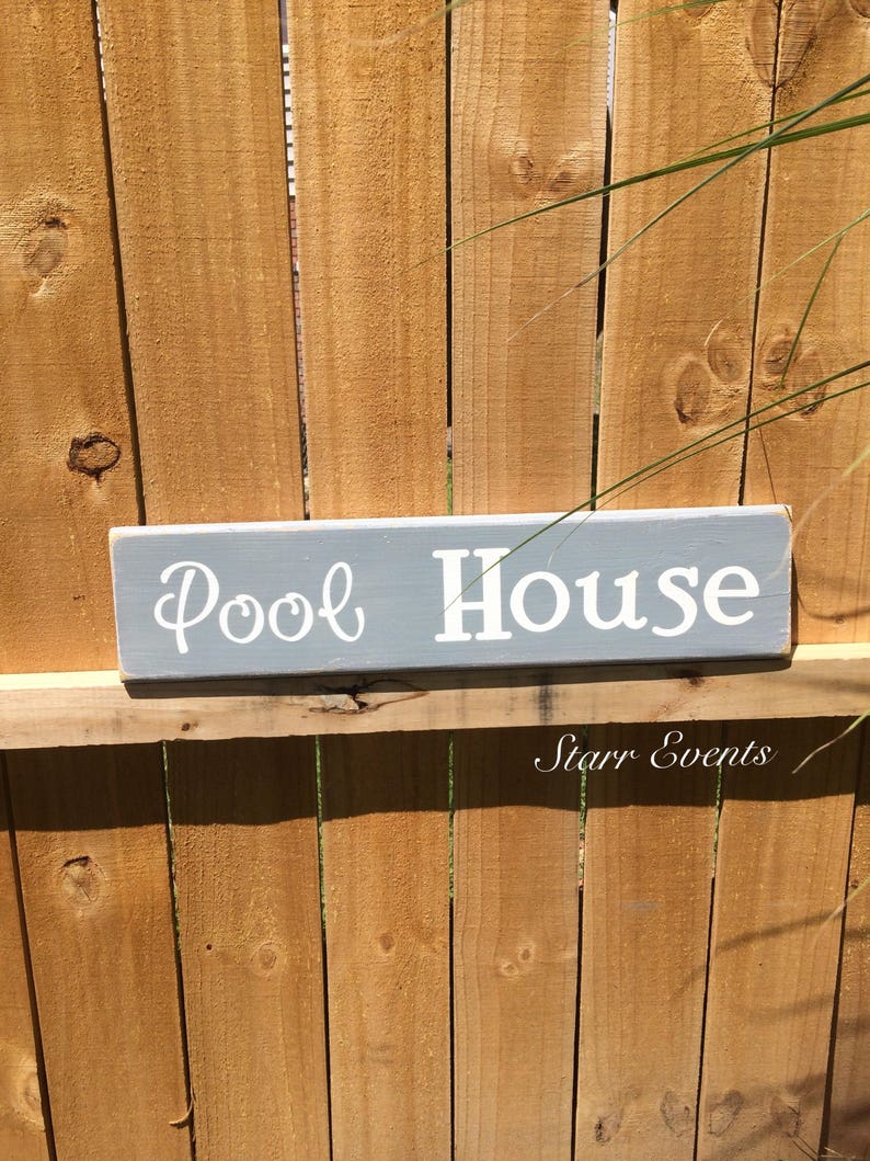 Pool House sign. Distressed Pool signs. Pool decor. Rustic Etsy