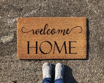 Welcome home doormat. Doormats for the porch. Porch decor. Front porch rugs. New home gifts. Realtor gift ideas. Housewarming gift idea