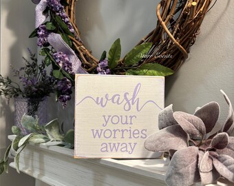Bathroom sign Wash your worries away sign. bathroom decor. Bathroom decorations.