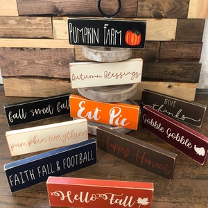 10 fall signs Rustic fall decoration Rustic fall decor Thanksgiving decor Thanksgiving signs Small wreath signs Give thanks sign image 2