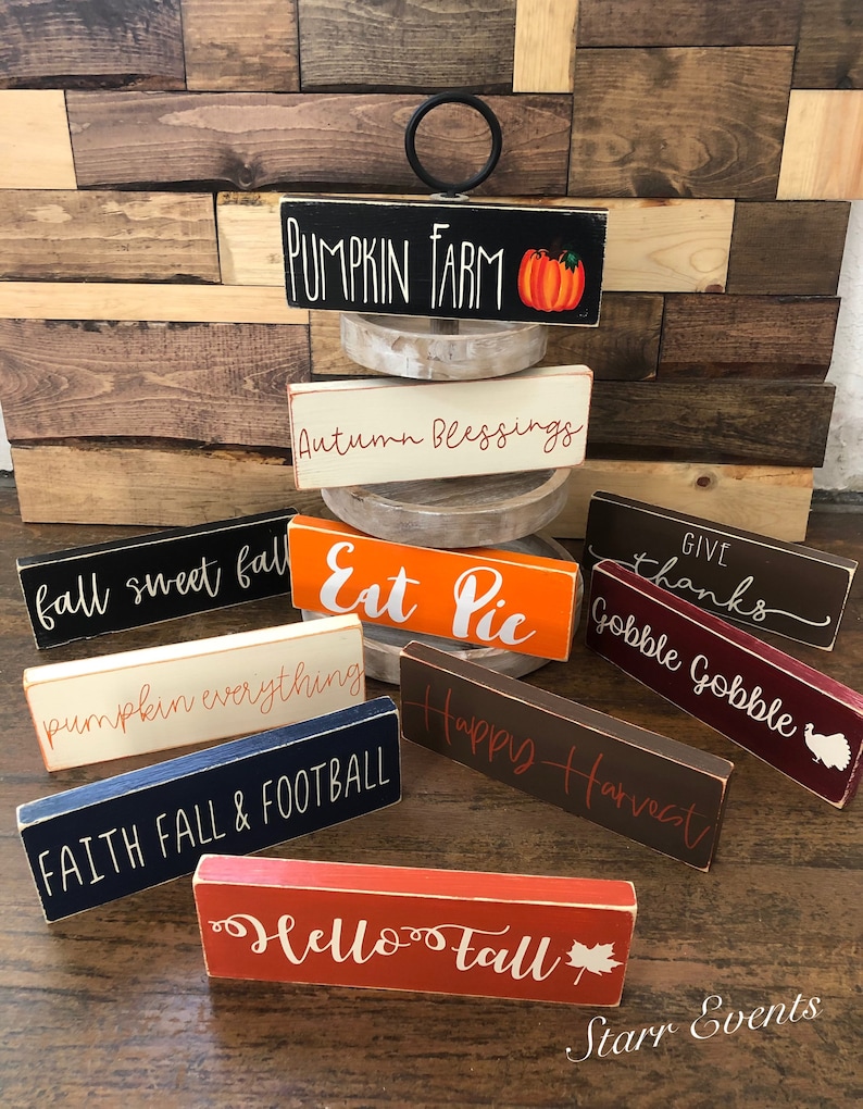 10 fall signs Rustic fall decoration Rustic fall decor Thanksgiving decor Thanksgiving signs Small wreath signs Give thanks sign image 2