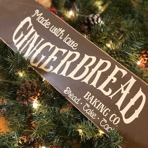 Gingerbread baking co sign. Rustic Christmas sign. Rustic Christmas decor. Rustic Christmas decorations. Distressed Christmas signs