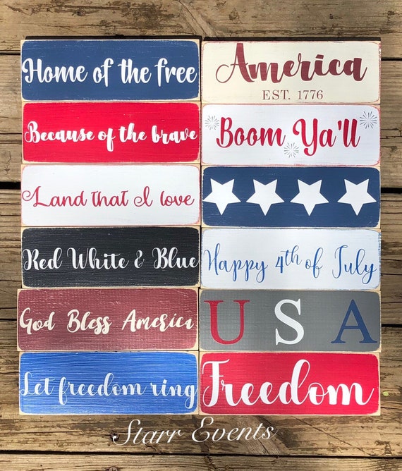 Fourth of July signs. July 4th decorations. 10" July 4th decor. Memorial day decor. Americana decor Happy 4th of July Wreath attachments
