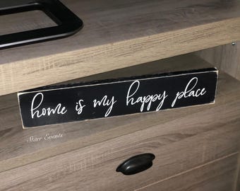 Home is my happy place sign. Rustic home decor. Rustic wall decor. Rustic Farmhouse decor Farmhouse signs. Small Gallery wall decor.