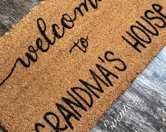 Personalized Welcome doormat. Doormats for the porch.  Personalized grandma doormat. Porch decor. Welcome to grandmas house rug.