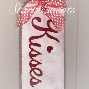 Hugs and Kisses sign. Wooden tag signs. Valentine's Day Sign. Valentine's Day decorations Rustic signs. Valentine's Day door decor image 3