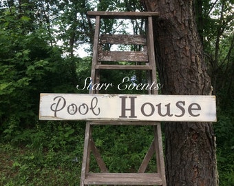 Pool House sign. Pool signs. Pool decor. Signs for the pool. Wooden pool signs. Rustic decor. Pool decorations. Swimming pool signs.
