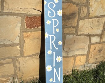 Vertical hello Spring sign. 4’ x 7.25” Vertical Spring porch sign. Large Signs for your porch. spring porch decor. Signs for spring