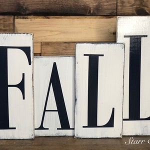 Rustic Fall signs. Choose your own colors. Fall decorations. Rustic Fall decor. Attached Fall decorative blocks. Mantel decor. Shelf decor.