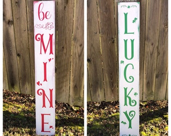 Double sided St Patricks day sign. Valentine's Day Sign. St Patricks day decorations. St Patricks day porch sign. St Patricks day decor.