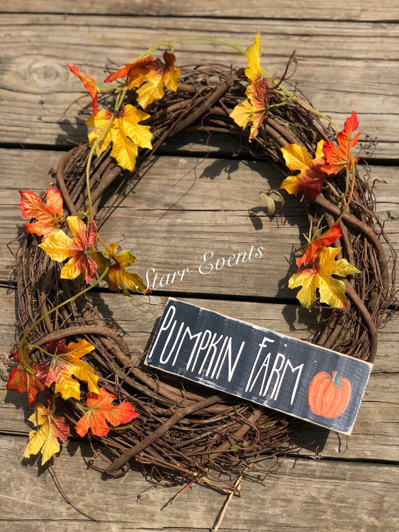 10 fall signs Rustic fall decoration Rustic fall decor Thanksgiving decor Thanksgiving signs Small wreath signs Give thanks sign image 5