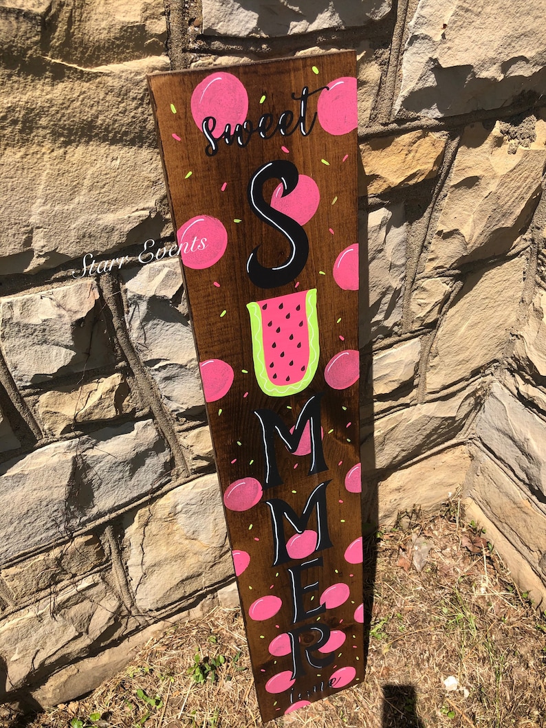 Sweet Summertime Porch Sign. Watermelon Porch Signs Vertical Porch Sign ...