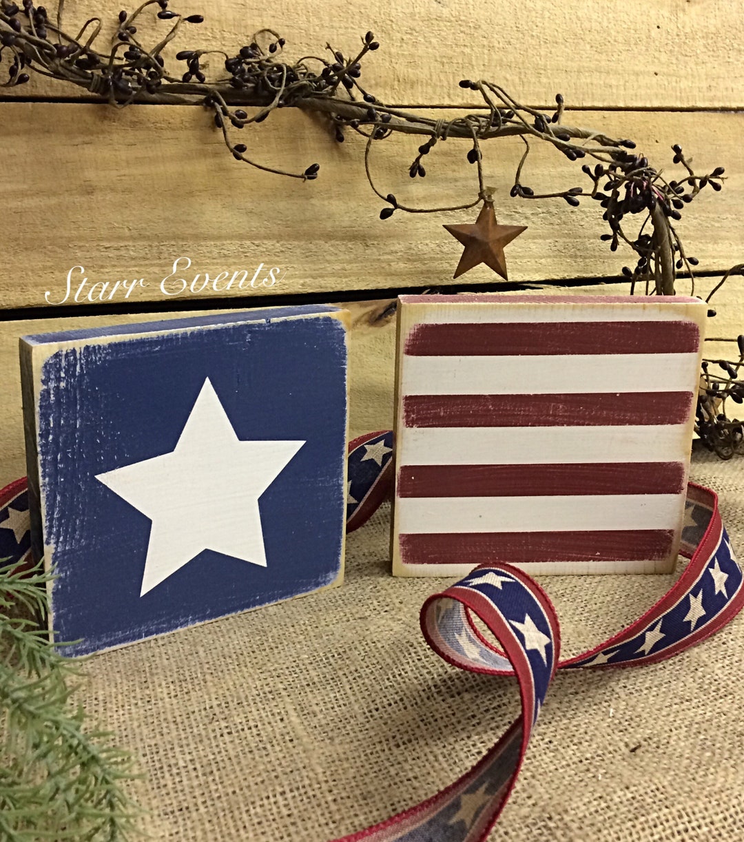 Rustic Americana Decor. American Flag Sign. Set of 2 4th of July Signs ...