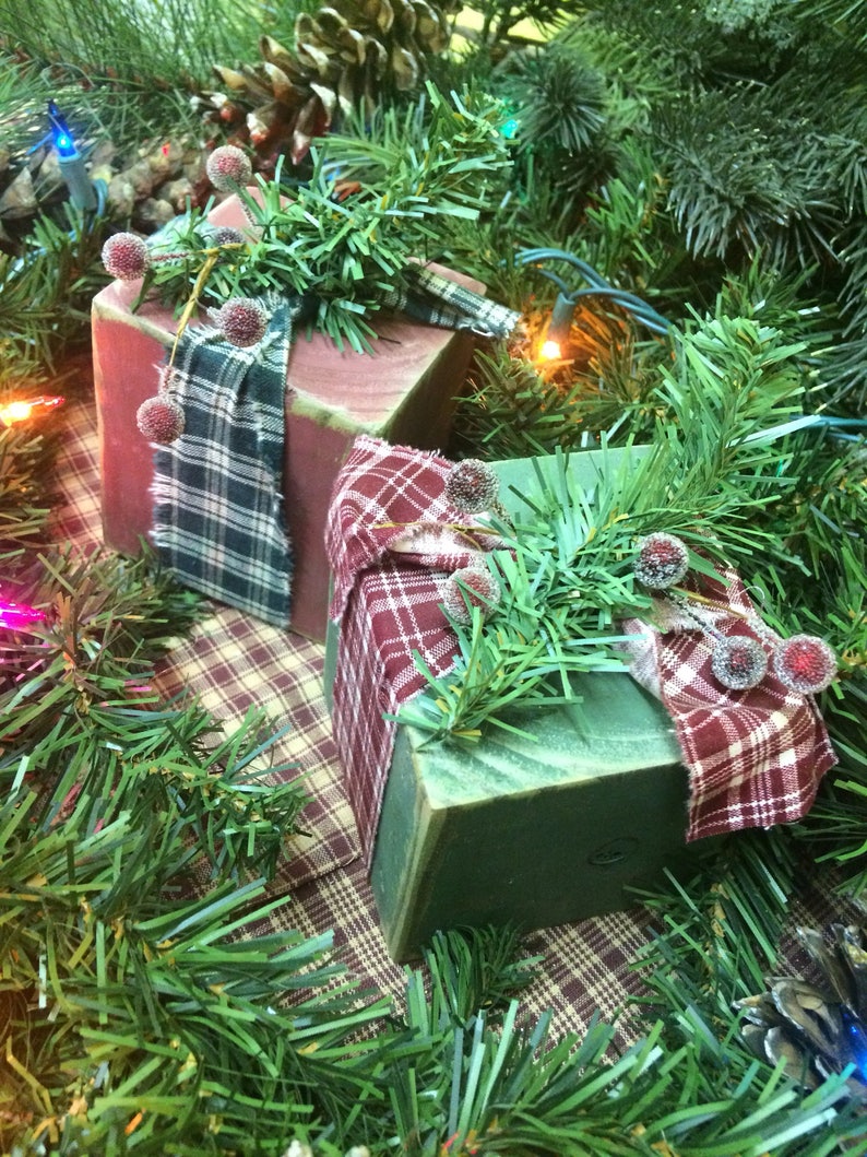 Rustic Christmas Presents Set of 2. Christmas Decorations. Etsy
