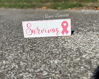 Survivor Ribbon Sign: Breast Cancer Awareness Decor