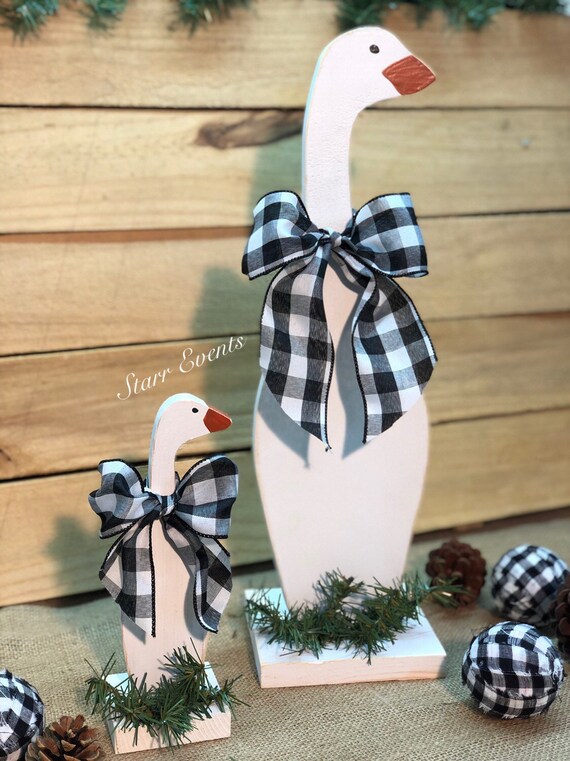 Wooden Christmas Goose Farmhouse Christmas Decor Buffalo Etsy