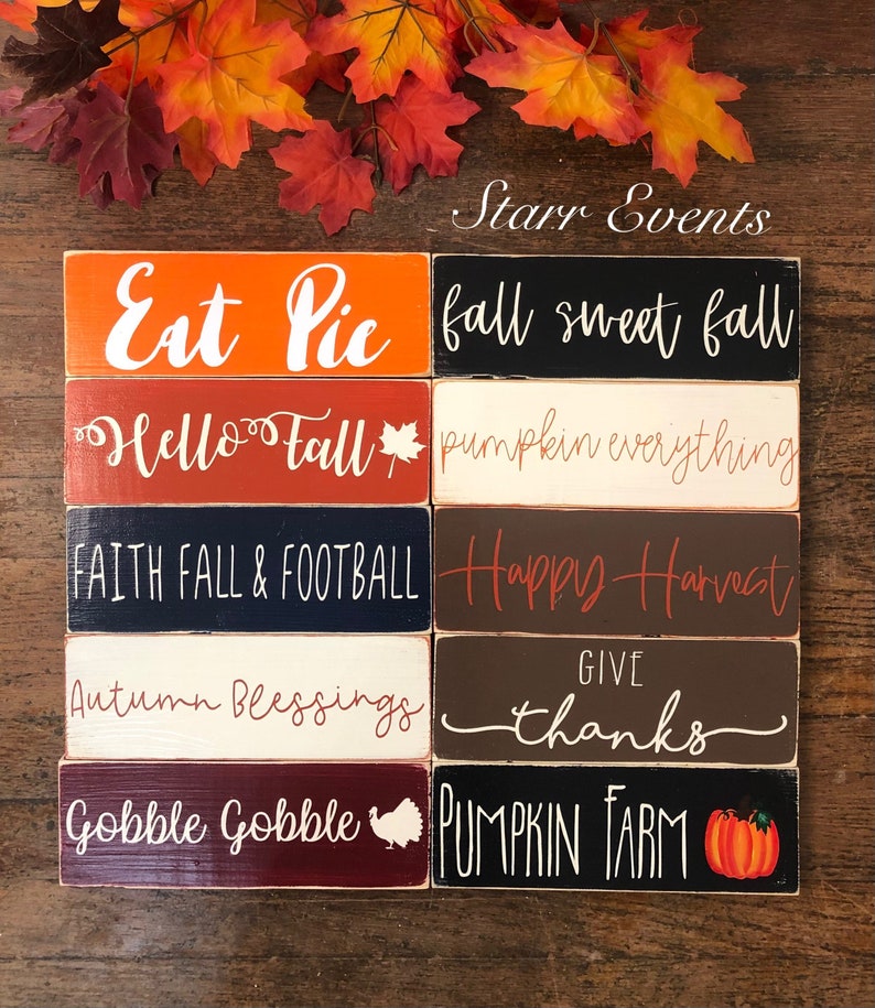 10 fall signs Rustic fall decoration Rustic fall decor Thanksgiving decor Thanksgiving signs Small wreath signs Give thanks sign image 1