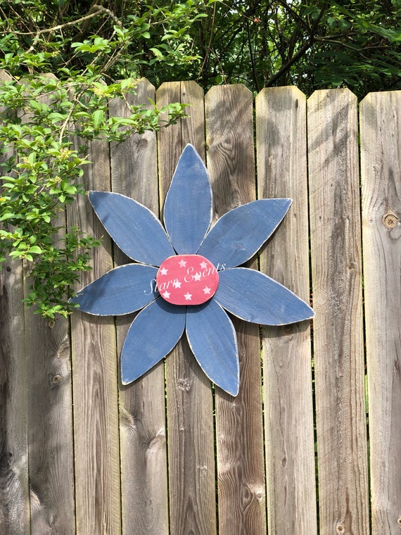 Fourth Of July Decor Rustic Wooden Flowers 4th Of July Decor Etsy