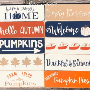 10" Rustic fall signs Rustic fall decoration Rustic navy fall decor Thanksgiving decor Thanksgiving signs wreath signs White pumpkin sign