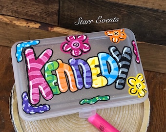 Personalized pencil box for Back to school Gifts Last name pencil box for teachers. Back to school Teacher gifts.