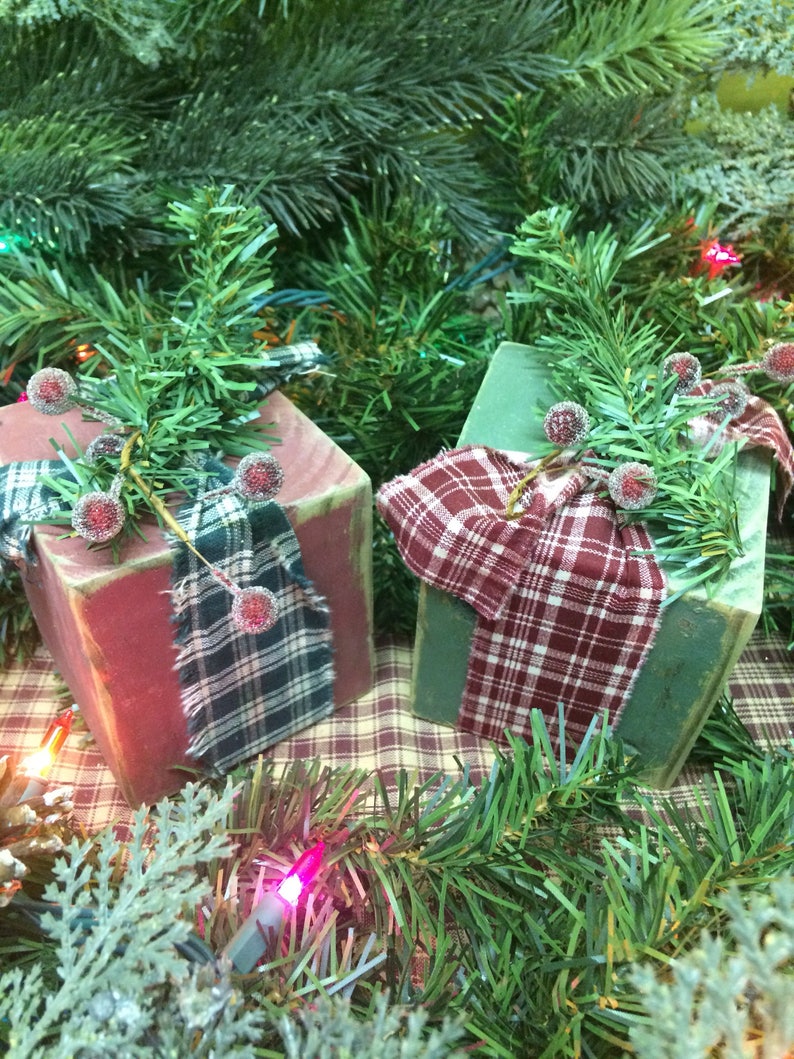 Rustic Christmas Presents Set of 2. Christmas Decorations. - Etsy