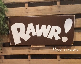 Dinosaur sign. Rawr sign Dinosaur decor for a boys room. Dinosaur decorations Dino decor Dino signs Boy nursery decor Dinosaur nursery