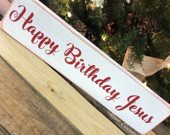 Happy Birthday Jesus sign. Rustic Christmas sign Christmas decor. Rustic Christmas decorations Christian Christmas signs Religious decor