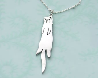 925 Sterling Silver【Ferret cut silhouette Necklace / Charm】I caught you！！