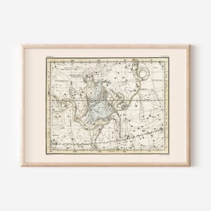 Antike STERNZEICHEN Kunstdruck, OPHIUCHUS und SCHLANGUNG, professionelle Reproduktion, Vintage Sternenkarte Wandkunst Astrologie Karte Okkult