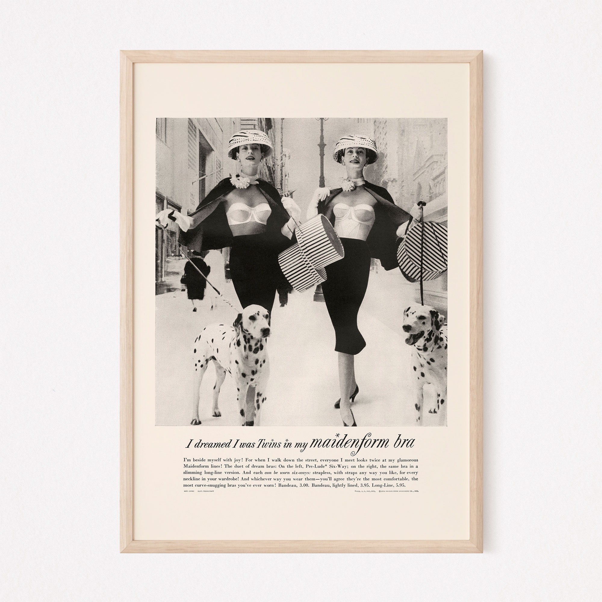 Pub de mode KITSCH, pub pour soutien-gorge rétro, pub en noir et blanc Mid-Century pub de mode rétro dalmatiens pub de mode vintage pub chic de mode rétro art de la mode
