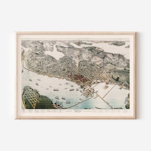 impression de carte de SEATTLE vintage art mural antique, carte vintage du port de SEATTLE, impression de carte de SEATTLE, affiche de Seattle, impression de Seattle antique