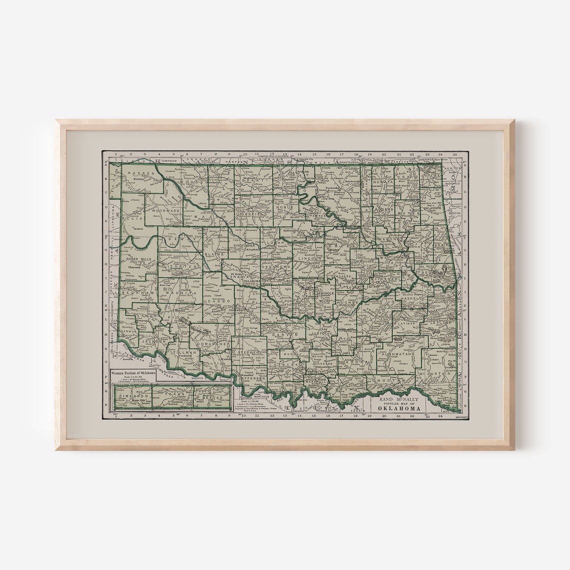 OKLAHOMA MAP PRINT Vintage Map of Oklahoma Vintage Map - Etsy